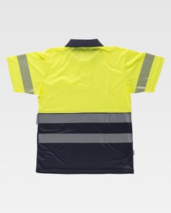 Polo combinado alta visibilidad manga corta con cintas Marino Amarillo