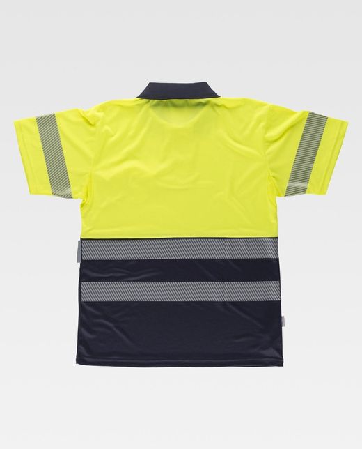Polo combinado alta visibilidad manga corta con cintas Marino Amarillo