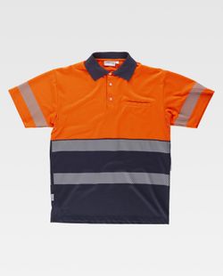 Polo combinado alta visibilidad manga corta Marino / Naranja