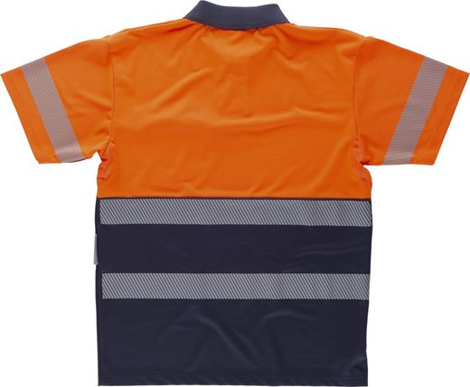 Polo combinado alta visibilidad manga corta Marino / Naranja