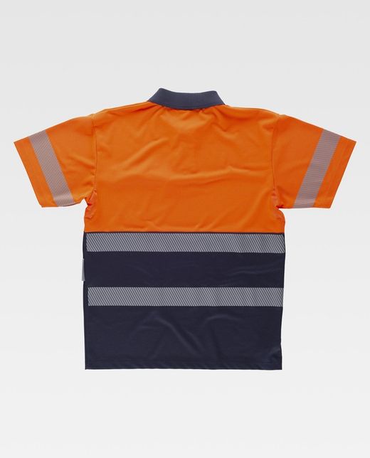 Polo combinado alta visibilidad manga corta Marino / Naranja