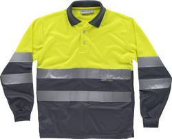 Polo combinado alta visibilidad manga larga Amarillo / Gris