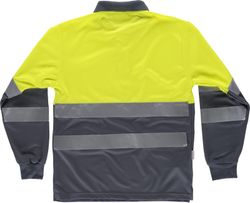 Kombination aus gut sichtbarem Langarm-Poloshirt, Oberkörper mit reflektierenden Bändern und Ärmeln EN ISO 20471: 2013 Gelb AV Grau