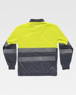 Kombination aus gut sichtbarem Langarm-Poloshirt, Oberkörper mit reflektierenden Bändern und Ärmeln EN ISO 20471: 2013 Gelb AV Grau