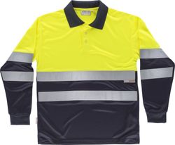 Polo combinado alta visibilidad manga larga Amarillo / Marino