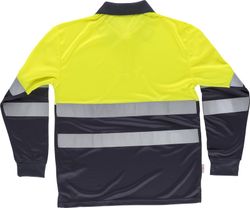 Hochsichtbares kombiniertes Langarm-Poloshirt, Oberkörper mit reflektierenden Bändern und Ärmel EN ISO 20471: 2013 Yellow AV Navy