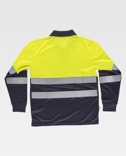 Hochsichtbares kombiniertes Langarm-Poloshirt, Oberkörper mit reflektierenden Bändern und Ärmel EN ISO 20471: 2013 Yellow AV Navy