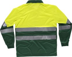 Kombination aus gut sichtbarem Langarm-Poloshirt, Oberkörper mit reflektierenden Bändern und Ärmeln EN ISO 20471: 2013 AV Yellow Dark Green
