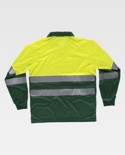 Kombination aus gut sichtbarem Langarm-Poloshirt, Oberkörper mit reflektierenden Bändern und Ärmeln EN ISO 20471: 2013 AV Yellow Dark Green