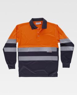Kombination aus gut sichtbarem Langarm-Poloshirt, reflektierendem Oberkörper und Ärmeln EN ISO 20471: 2013 Orange AV Marino