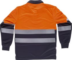 Kombination aus gut sichtbarem Langarm-Poloshirt, reflektierendem Oberkörper und Ärmeln EN ISO 20471: 2013 Orange AV Marino