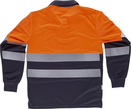 Kombination aus gut sichtbarem Langarm-Poloshirt, reflektierendem Oberkörper und Ärmeln EN ISO 20471: 2013 Orange AV Marino