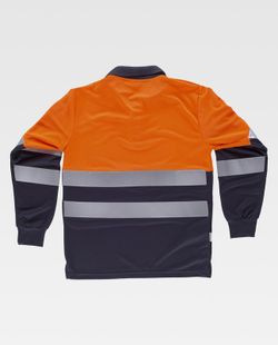 Kombination aus gut sichtbarem Langarm-Poloshirt, reflektierendem Oberkörper und Ärmeln EN ISO 20471: 2013 Orange AV Marino
