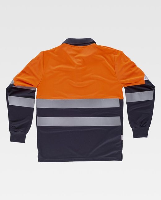Kombination aus gut sichtbarem Langarm-Poloshirt, reflektierendem Oberkörper und Ärmeln EN ISO 20471: 2013 Orange AV Marino