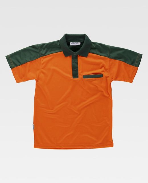 Polo combinado de alta visibilidad  Verde / Naranja