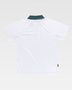Polo combinado de manga corta en tejido técnico.  Blanco+Verde