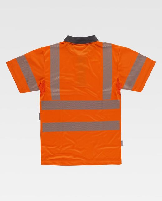 Polo de alta visibilidad de manga corta Naranja / Gris Oscuro