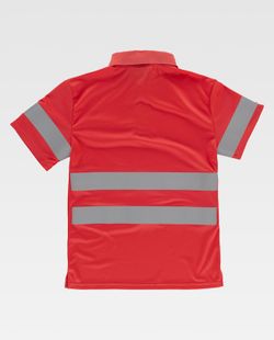 Polo de alta visibilidad de manga corta en poliéster Rojo