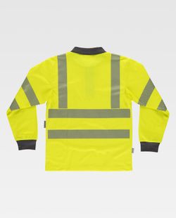 Polo de alta visibilidad de manga larga Amarillo / Gris Oscuro