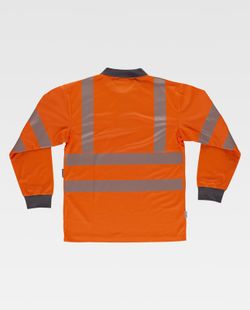 Polo de alta visibilidad de manga larga Naranja / Gris Oscuro