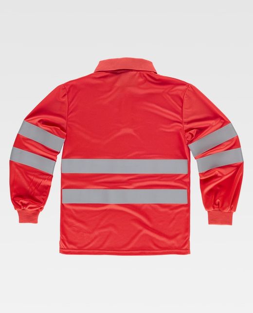 Polo de alta visibilidad de manga larga en poliéster Rojo