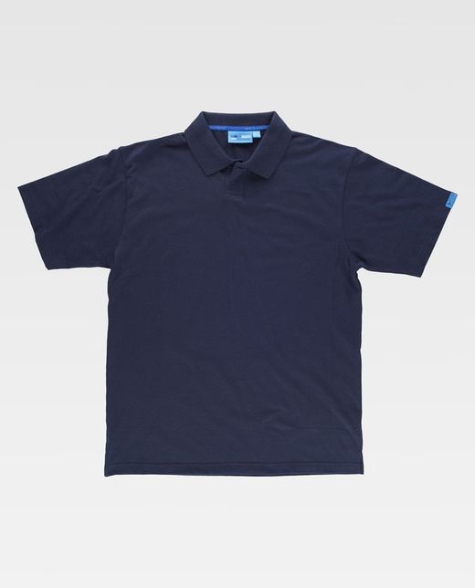 Polo manches courtes en piqué de coton avec traitement antibactérien Couleur Marine
