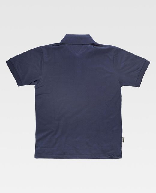 Kurzärmliges Poloshirt und Brusttasche aus 100% dunkelblauer Baumwolle