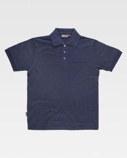 Kurzärmliges Poloshirt und Brusttasche aus 100% dunkelblauer Baumwolle