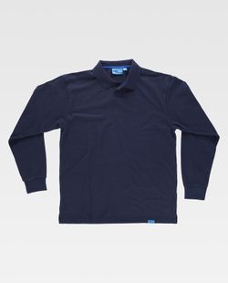 Polo de manga larga en piqué de algodón Color Marino