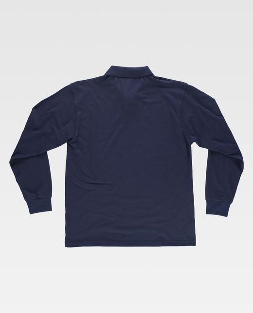 Polo de manga larga en piqué de algodón Color Marino