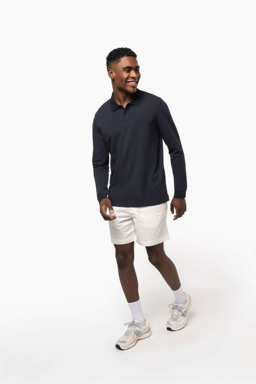 Herren Piqué-Polohemd lange Ärmel Bio-180