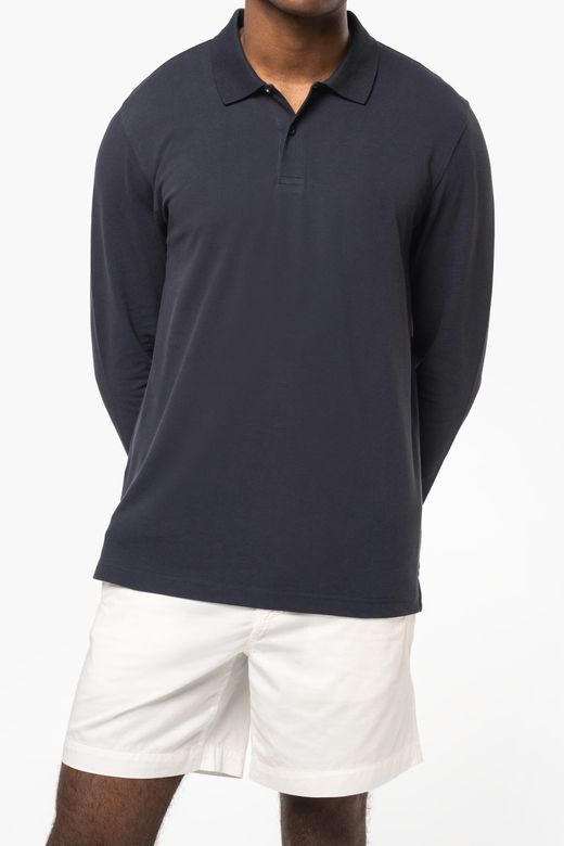 Herren Piqué-Polohemd lange Ärmel Bio-180