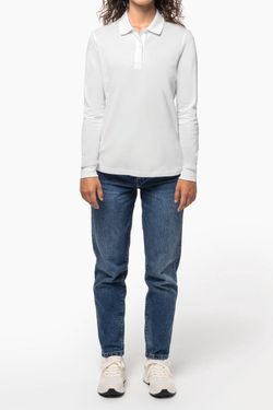 Damen Piqué-Polohemd lange Ärmel Bio180