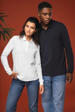 Damen Piqué-Polohemd lange Ärmel Bio180