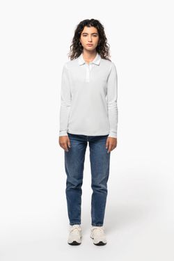 Damen Piqué-Polohemd lange Ärmel Bio180