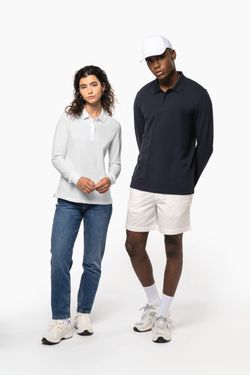 Damen Piqué-Polohemd lange Ärmel Bio180