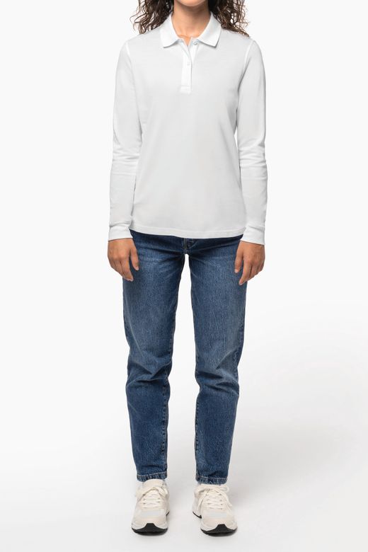 Damen Piqué-Polohemd lange Ärmel Bio180