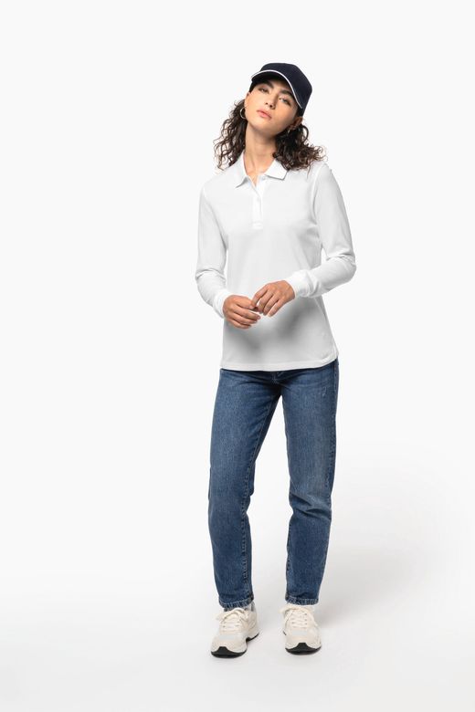 Damen Piqué-Polohemd lange Ärmel Bio180
