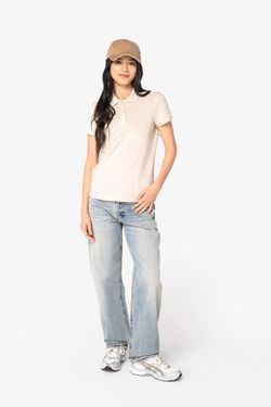Eco-friendly ladies pique knit polo shirt