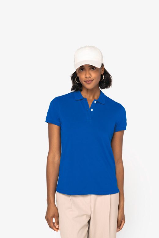 Eco-friendly ladies pique knit polo shirt