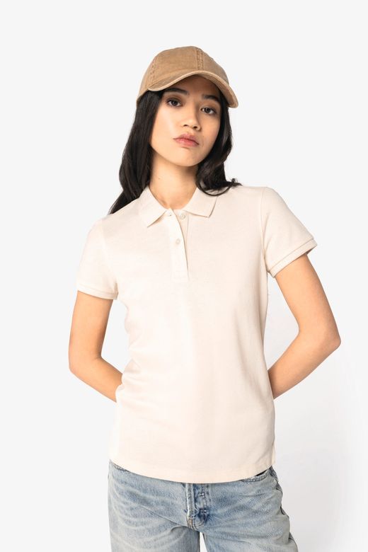 Eco-friendly ladies pique knit polo shirt