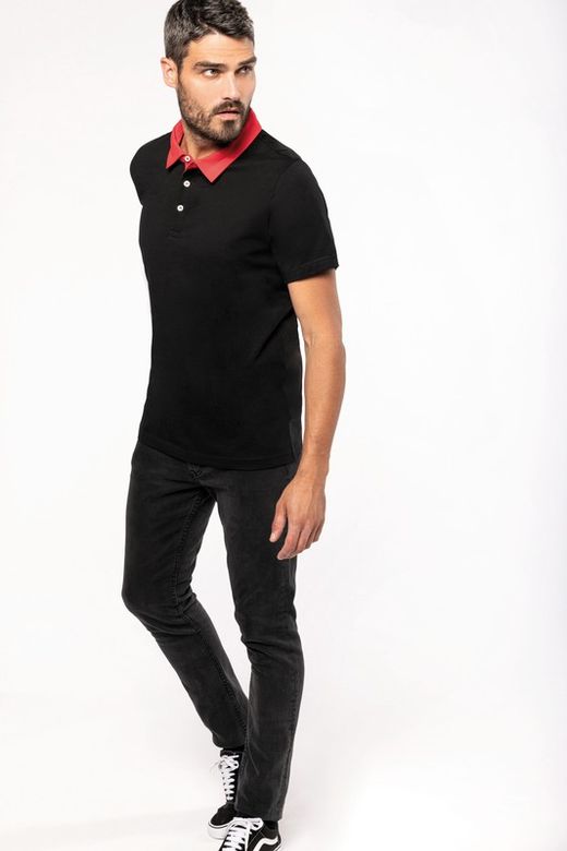 Bicolor Jersey Polo für Herren