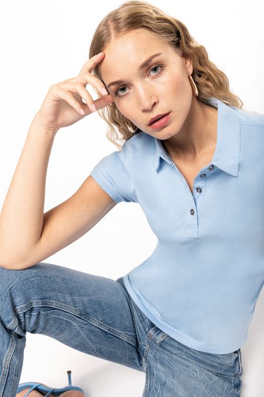 Jersey-Kurzarm-Polohemd für Damen