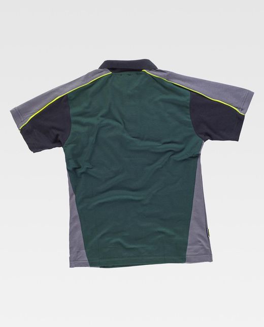 Polo Linie 5 in 3 Farben kombiniert mit reflektierenden Paspeln Grün Dunkelgrau Schwarz