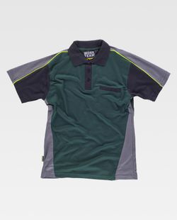 Polo Linie 5 in 3 Farben kombiniert mit reflektierenden Paspeln Grün Dunkelgrau Schwarz