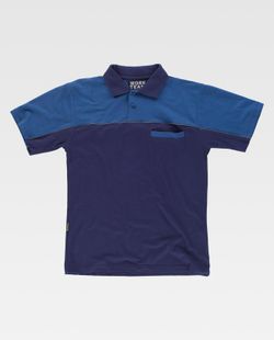 Polo Line 8 kurze Ärmel kombiniert mit einer Brusttasche Navy Stewardess