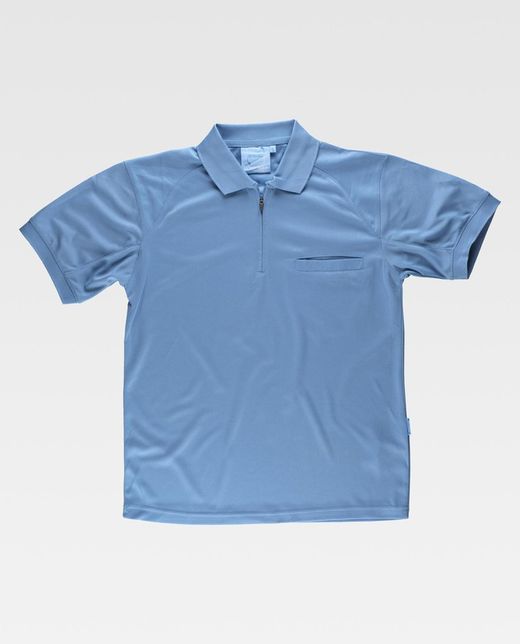 Hellblaues Kurzarm-Poloshirt aus 100% Polyester