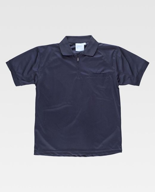 Polo 100% poliéster de manga curta azul marinho