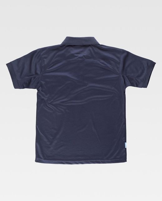 Polo 100% poliéster de manga curta azul marinho