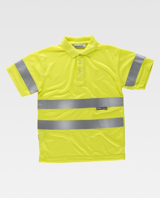 Hochsichtbares kurzärmeliges Poloshirt mit reflektierenden Bändern am Oberkörper und an den Ärmeln EN ISO 20471: 2013 Yellow AV